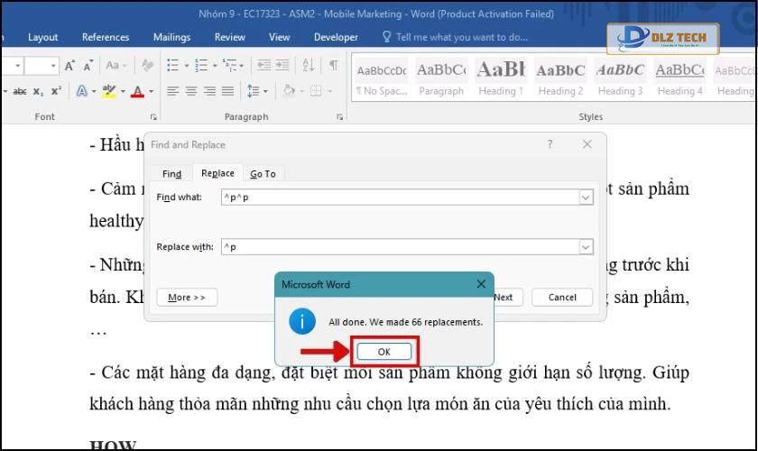 xóa khoảng trống giữa các dòng trong word