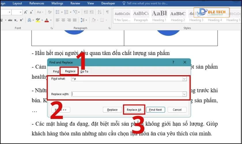 xóa toàn bộ khoảng trống giữa các dòng