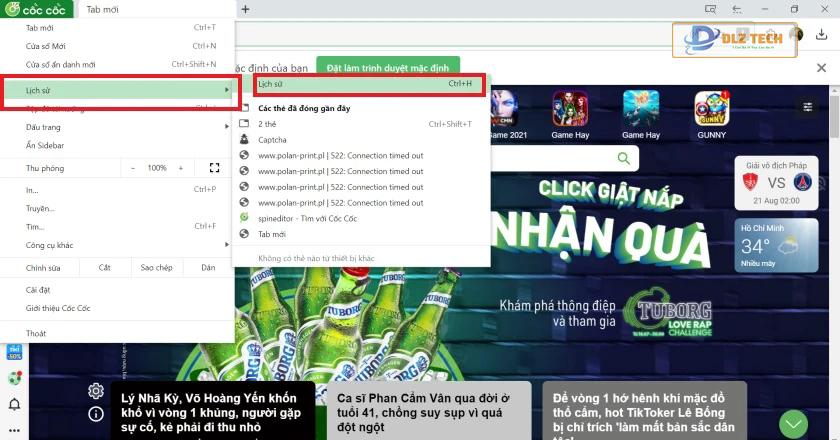 Xoá lịch sử tìm kiếm Google trên Cốc Cốc