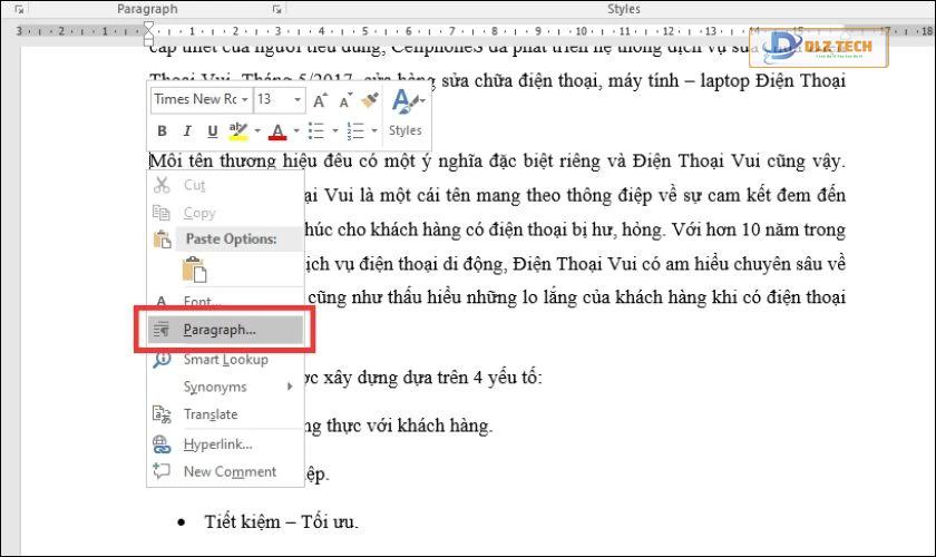 Điều chỉnh kích thước Tabs