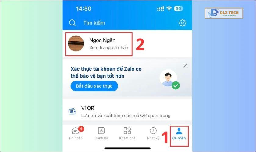 Chọn Xem trang cá nhân tại mục Cá nhân