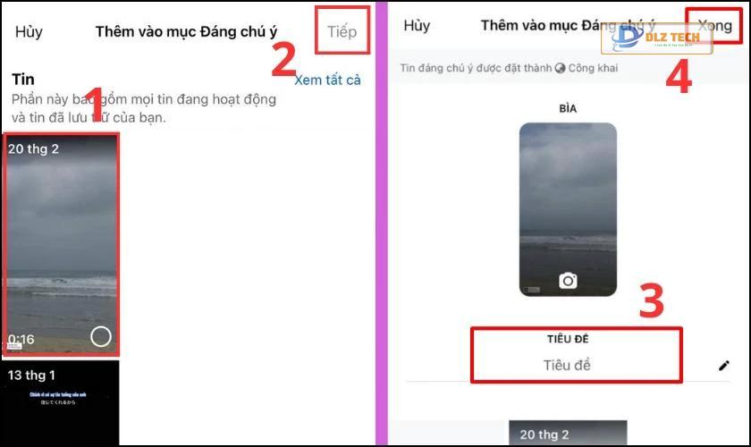 Tích vào các tin và bấm 'Tiếp'