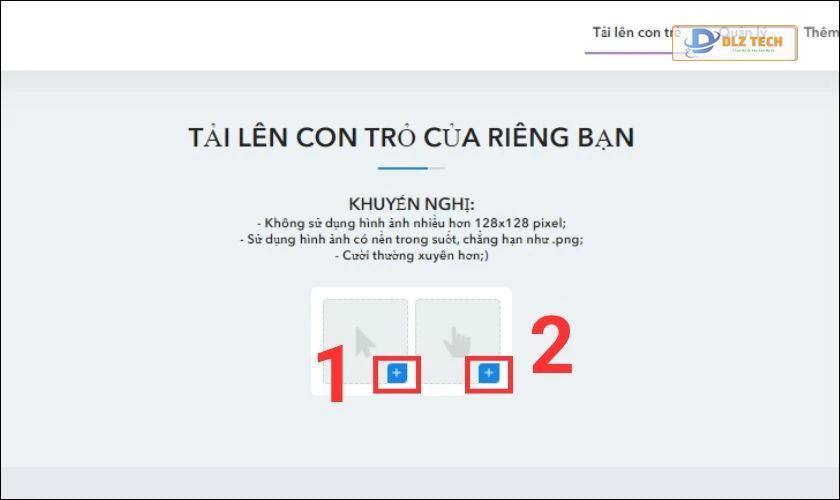 tải lên ảnh con trỏ chuột riêng