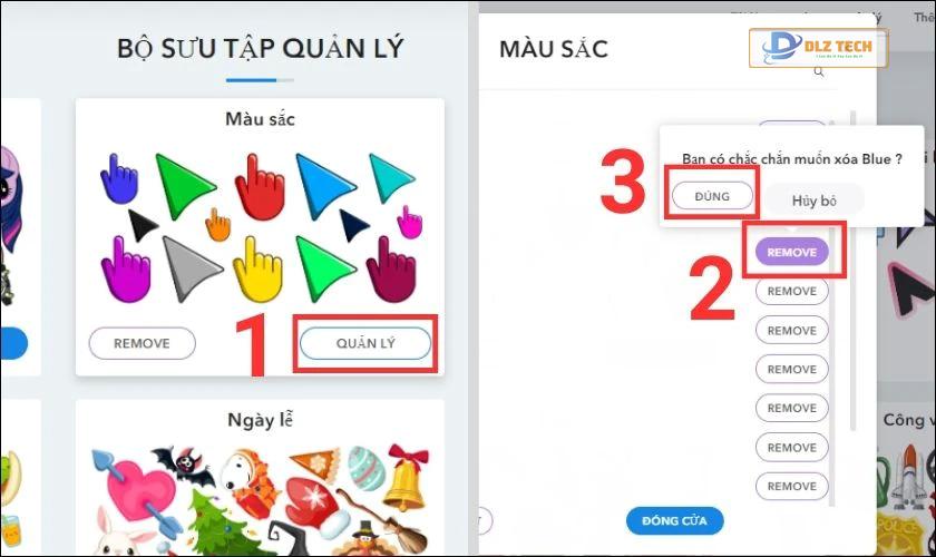 xoá bộ sưu tập con trỏ chuột trên chrome