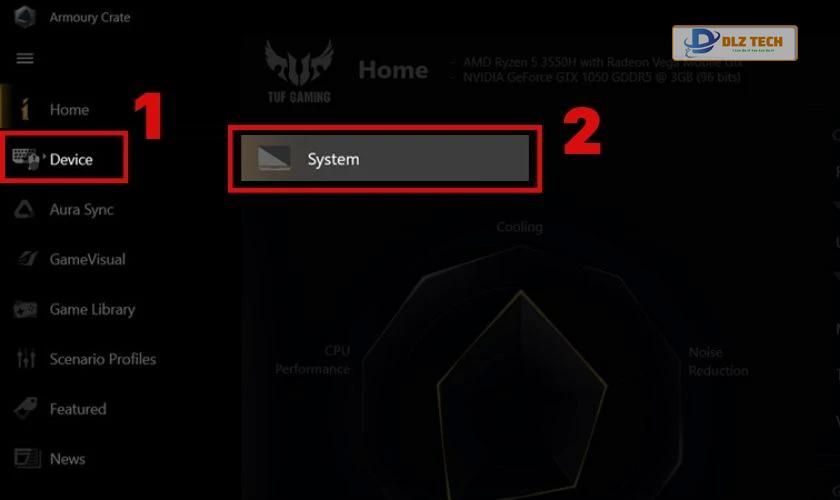 Chọn Device và ấn vào System