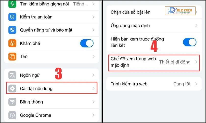 Cài đặt nội dung
