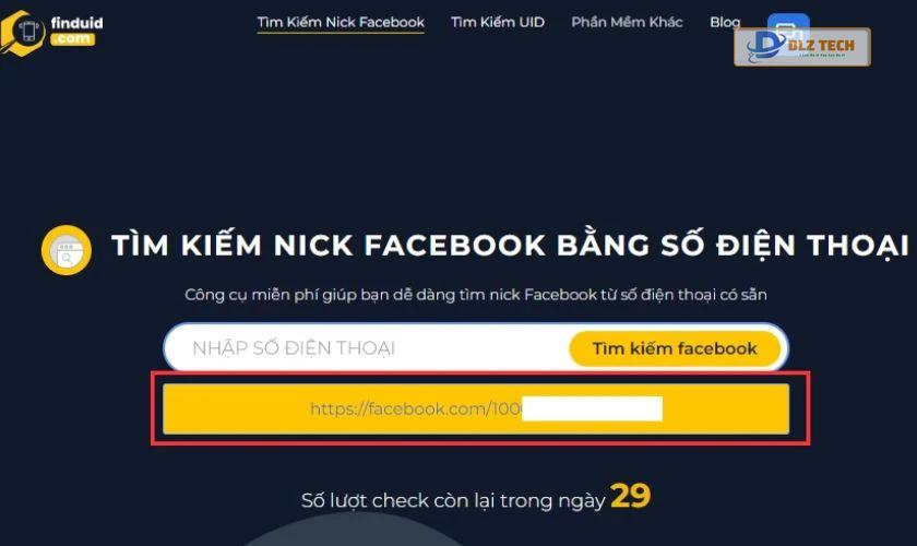 tìm facebook qua zalo bằng số điện thoại