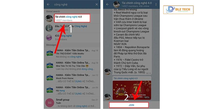 Tìm nhóm không cần liên kết mời