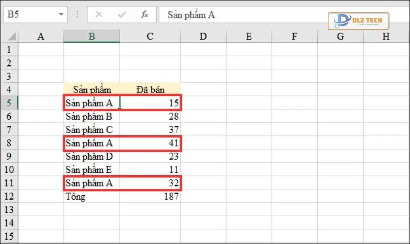 Cách tính tỷ lệ phần trăm của từng phần trong nhiều hàng