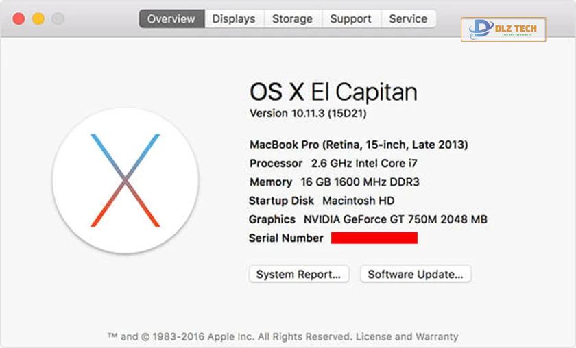 Kiểm tra cấu hình Macbook cũ