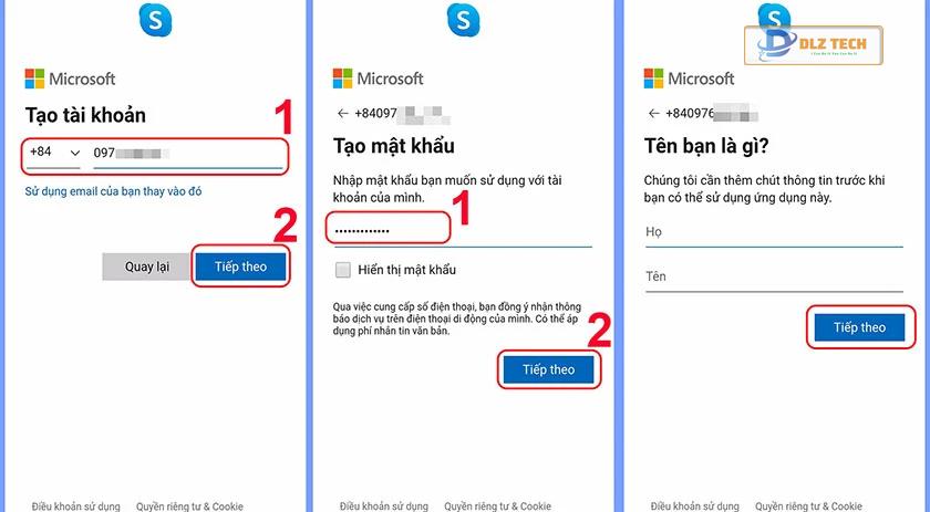 Cách tạo tài khoản Skype trên điện thoại bằng số điện thoại