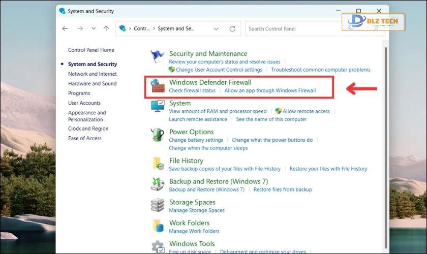 Hướng dẫn chọn Windows Defender Firewall