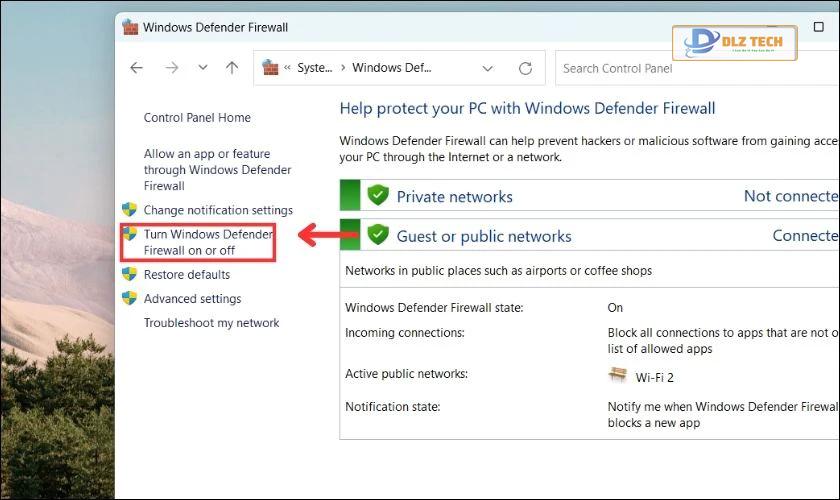 Thực hiện chọn vào mục Windows Defender Firewall