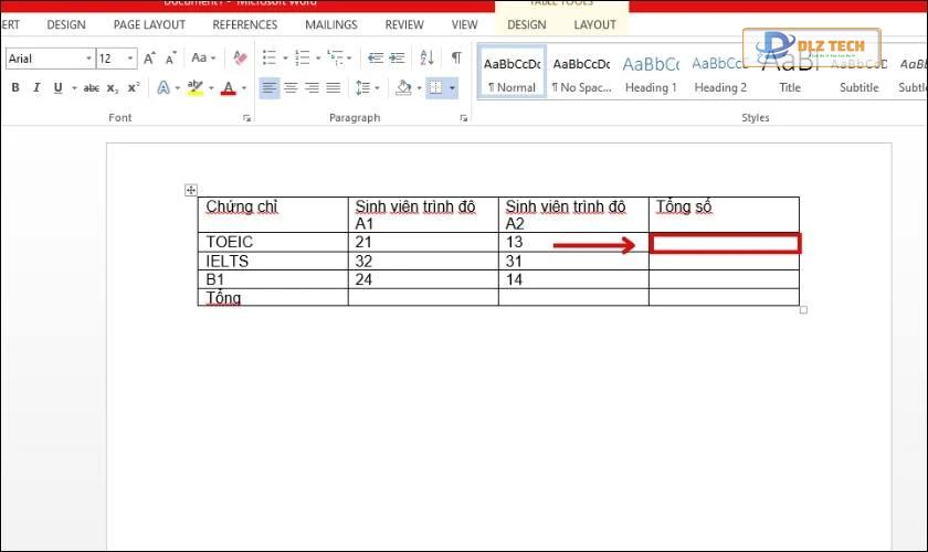 Tính tổng trong Word 2010, 2016 thông qua tham chiếu vị trí dữ liệu