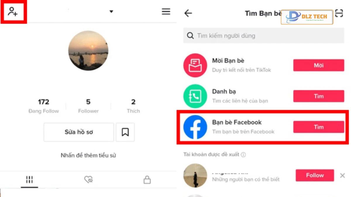 tìm facebook qua tiktok