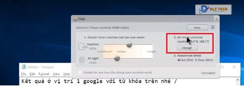 Điều chỉnh độ sáng màn hình qua phần mềm F.lux