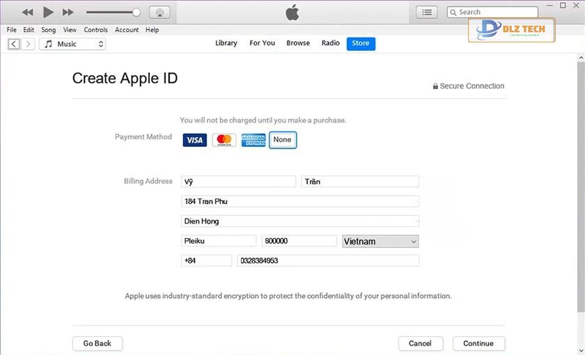 tạo id apple trên máy tính
