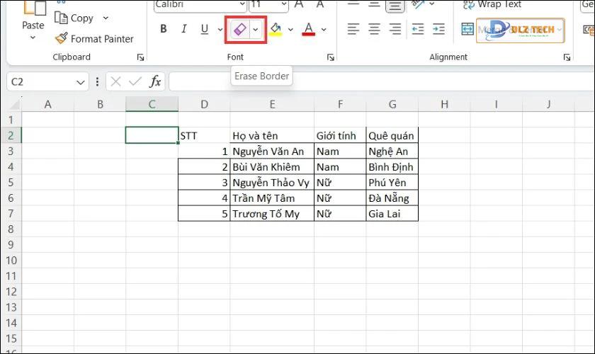 Kết thúc chế độ xóa viền