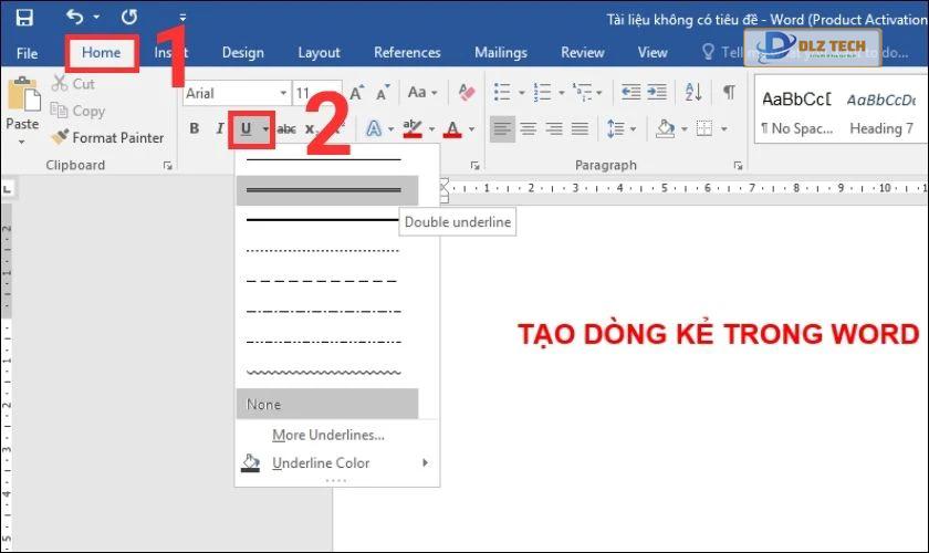 Cách tạo nhiều dòng kẻ ngang trong Word bằng Tab
