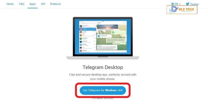 Tải file .exe từ trang chủ Telegram