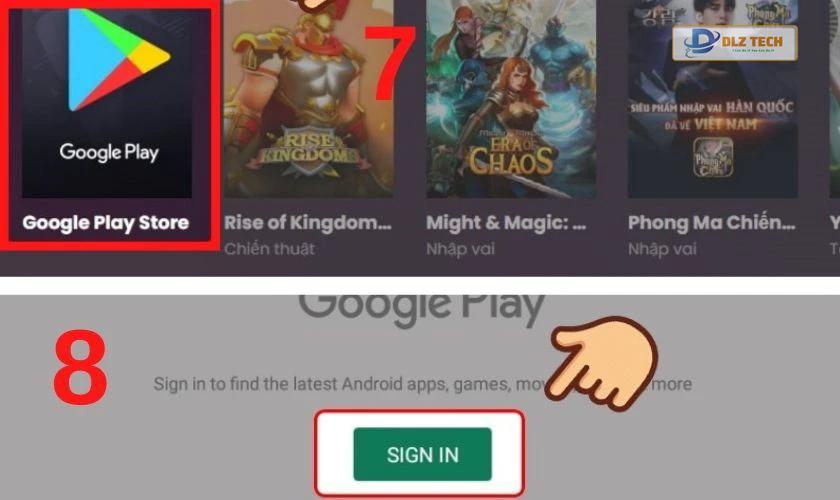 Cách tải game Hay Day trên máy tính PC, laptop qua BlueStacks, Chọn 'Sign in'