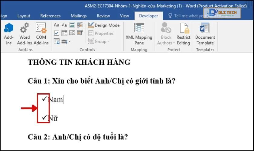 Sử dụng dấu tích trong Word