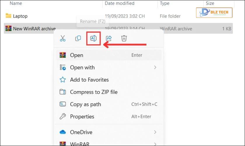 Đổi tên file ZIP trên máy tính