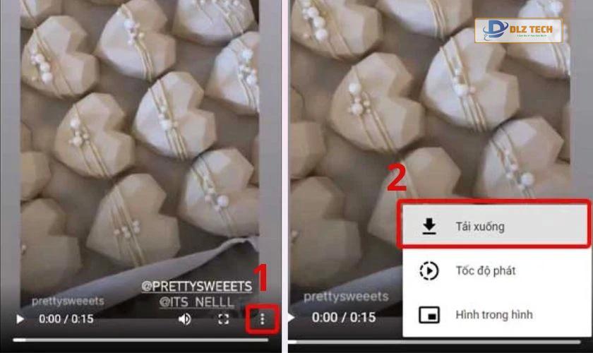 chọn vào tải xuống để lưu video story instagram về máy