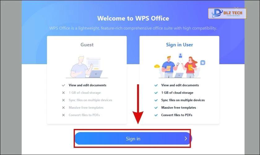 đăng nhập tài khoản wps office
