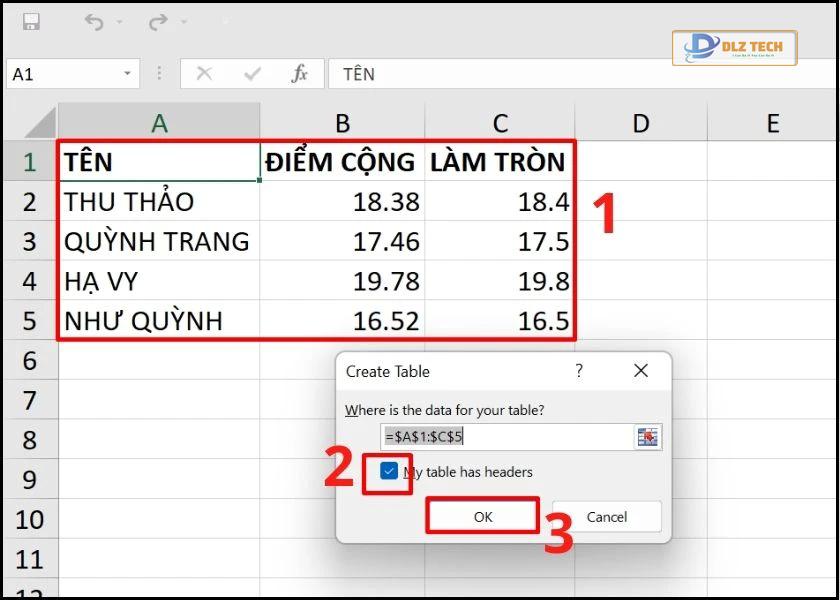 Cách tạo bảng trong Excel