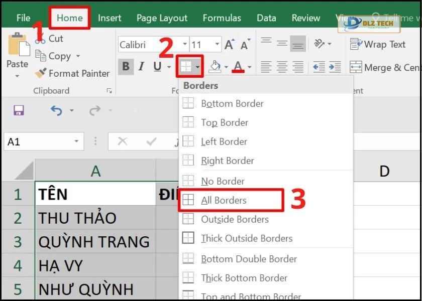 cách lập bảng excel