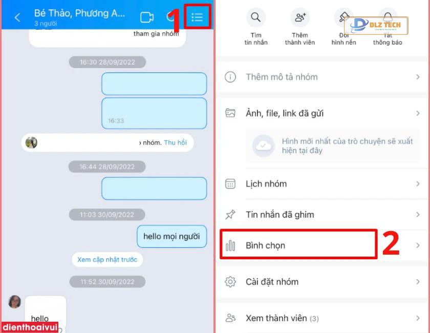 Cách tạo bình chọn Zalo bằng điện thoại - Bước 1