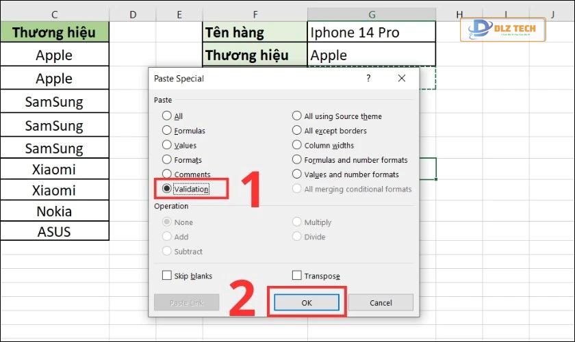 cách copy và paste list