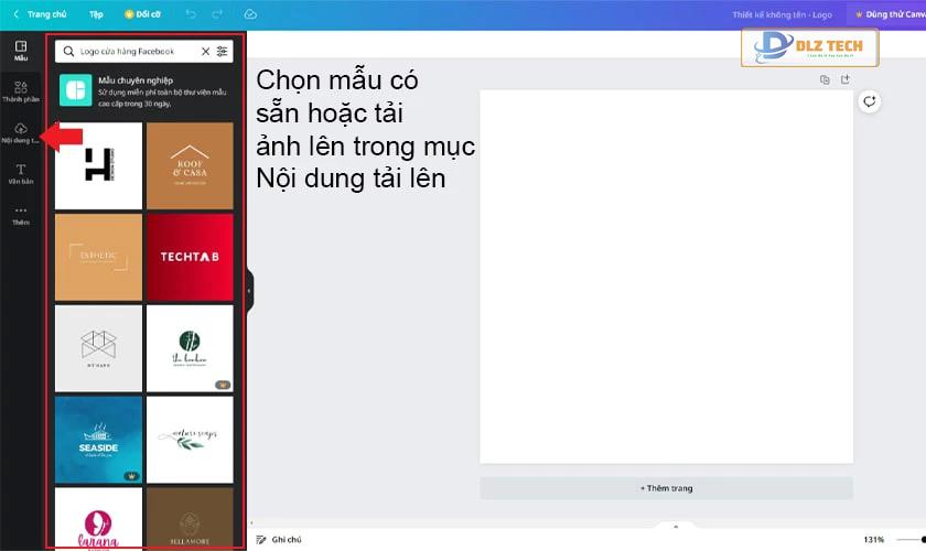 Tải lên ảnh vào Canva