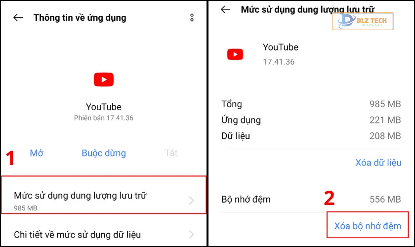 Xóa bộ nhớ YouTube trên điện thoại