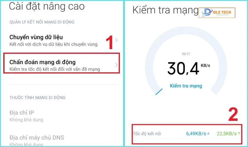 Kiểm tra mạng trên điện thoại