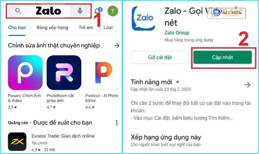 Cập nhật ứng dụng Zalo