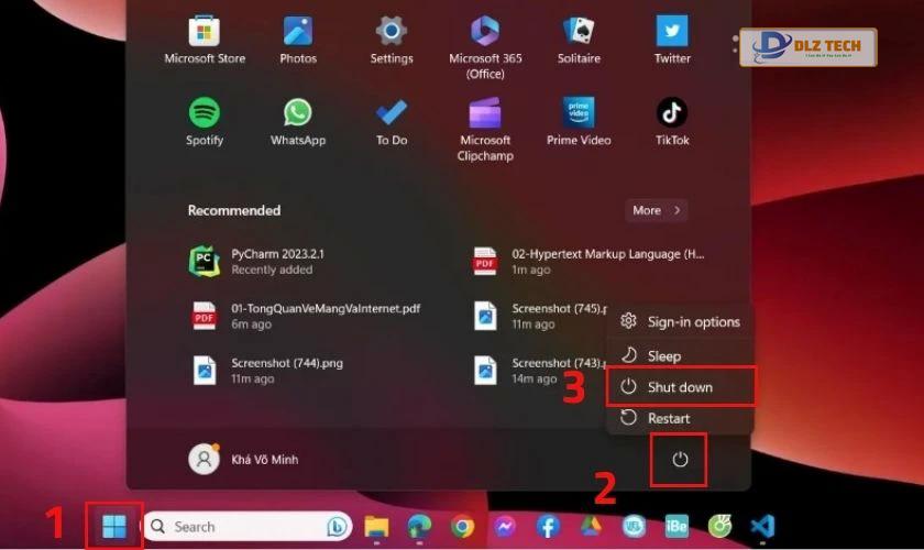 Khởi động lại máy tính Win 11