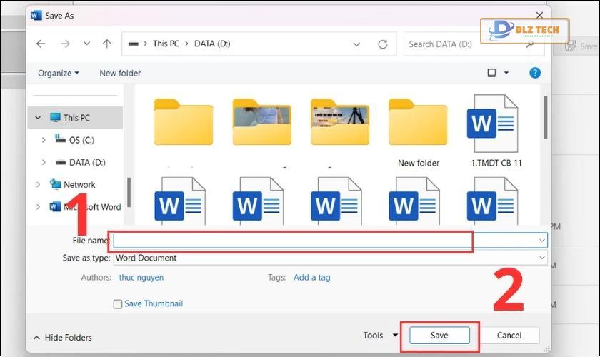 Nhập tên file và chọn lưu lại file