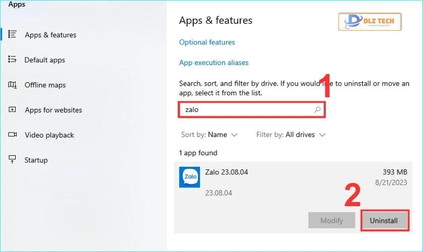 Chọn Uninstall