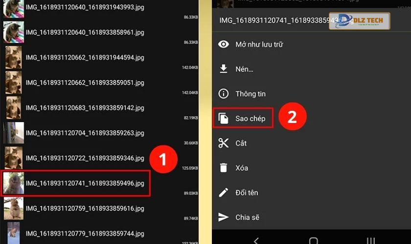 Nhấn vào ảnh cần khôi phục và chọn Zalo