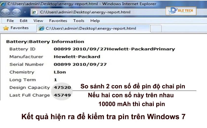 Cách kiểm tra độ chai pin laptop trên Windows 7