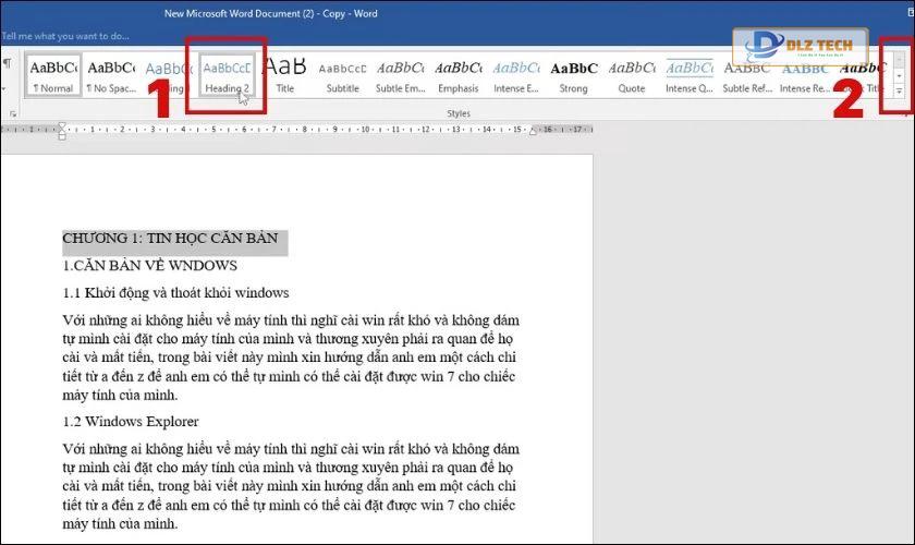 Cách thực hiện đánh dấu mục lục trong Word