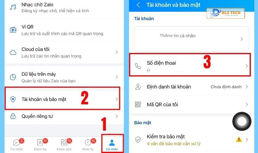 Chọn phần Cá nhân, tại đây chọn Tài khoản và bảo mật