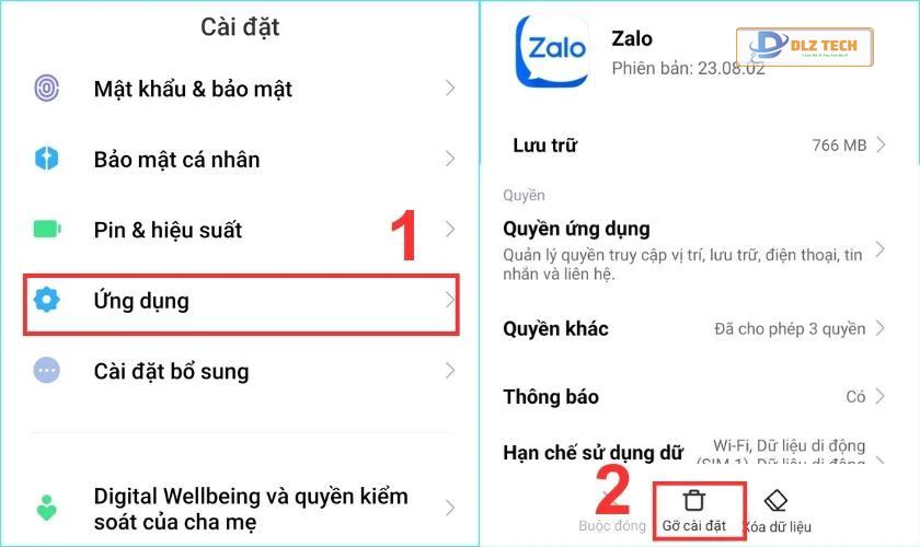 Gỡ và cài đặt lại phần mềm Zalo nếu bị lỗi không kết nối được
