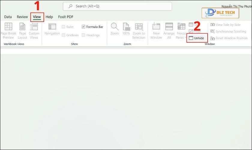 bỏ ẩn Sheet khắc phục lỗi không mở được file excel