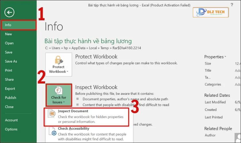 Xóa dữ liệu ẩn trên file Excel