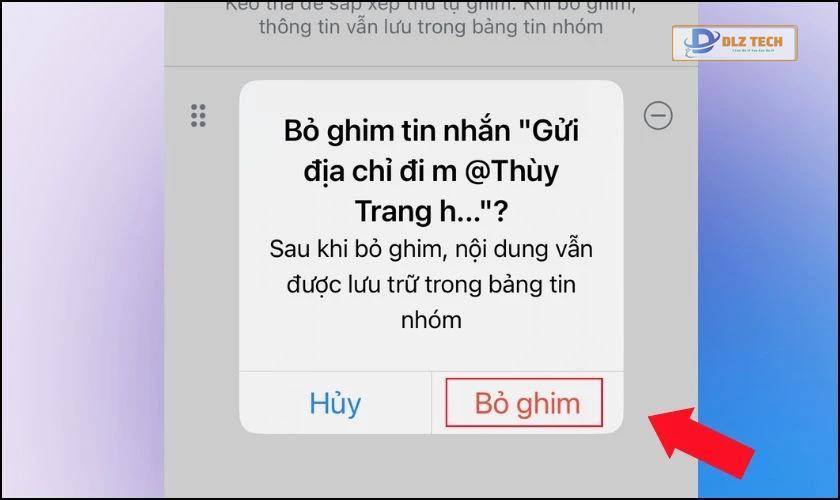Bạn chọn vào biểu tượng dấu (-), chọn Bỏ ghim