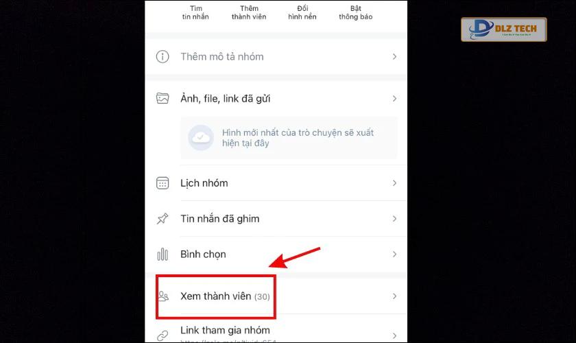 Chọn mục Xem thành viên