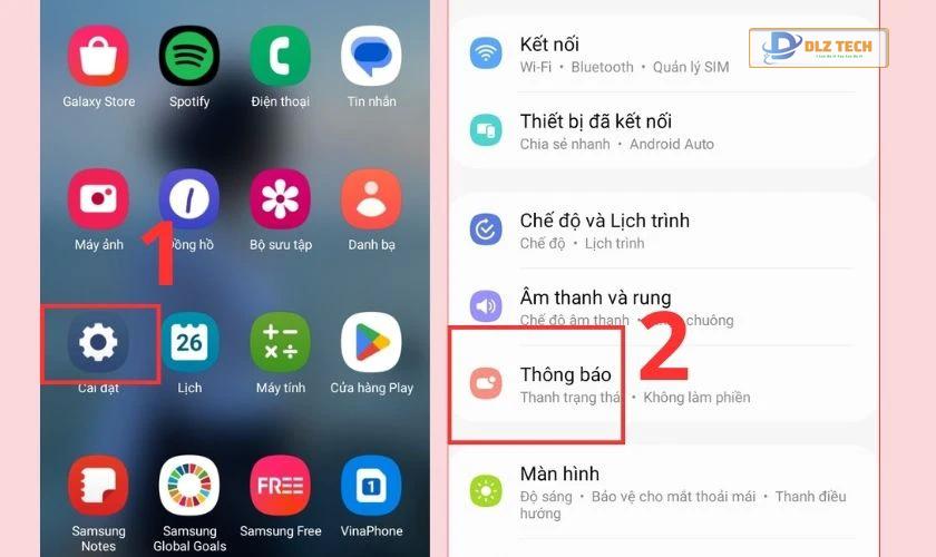 Cách hiện phần trăm pin Samsung trên thanh trạng thái